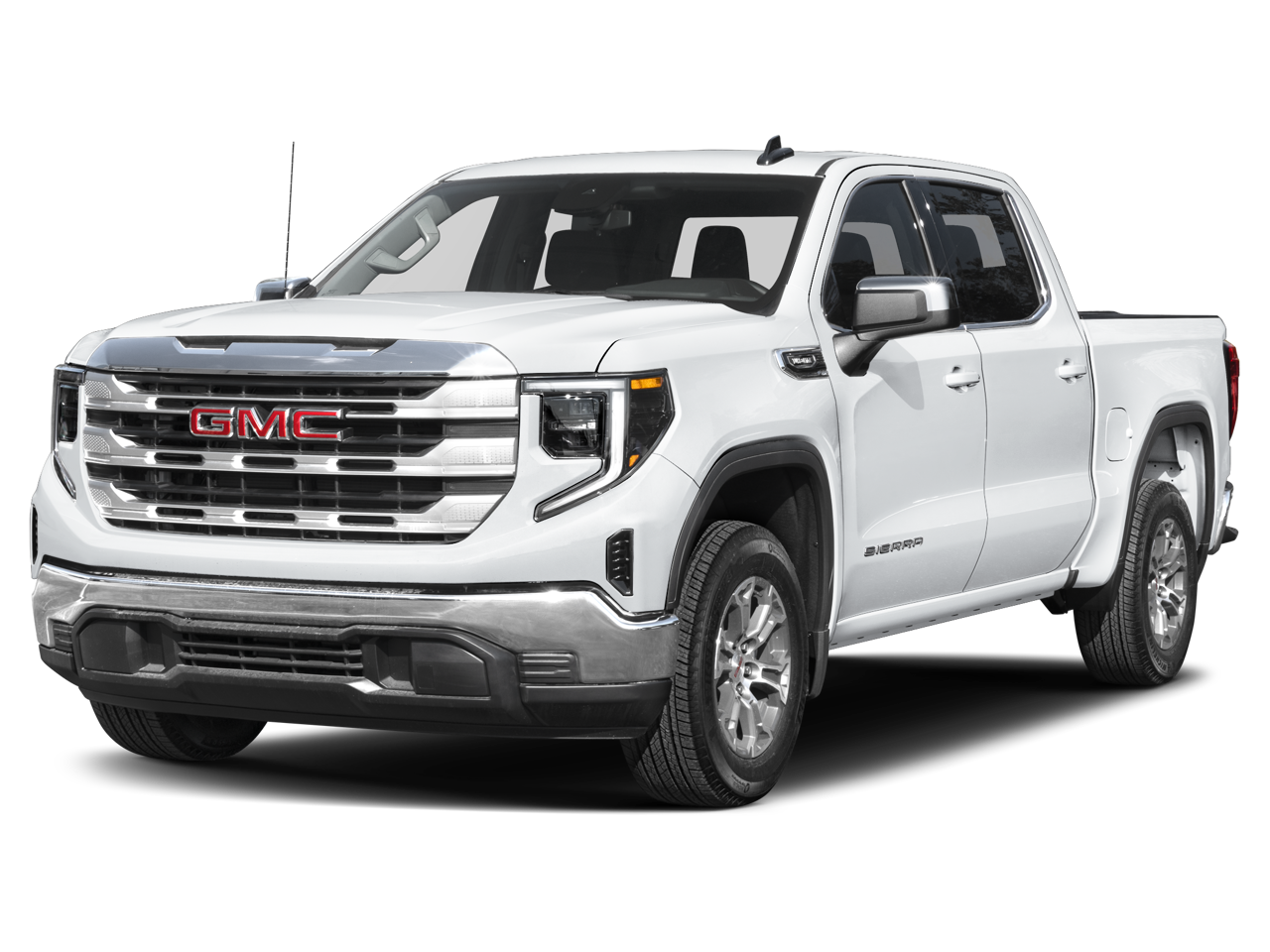 2026 GMC Sierra 1500 SLT in Summit White — front three-quarter view